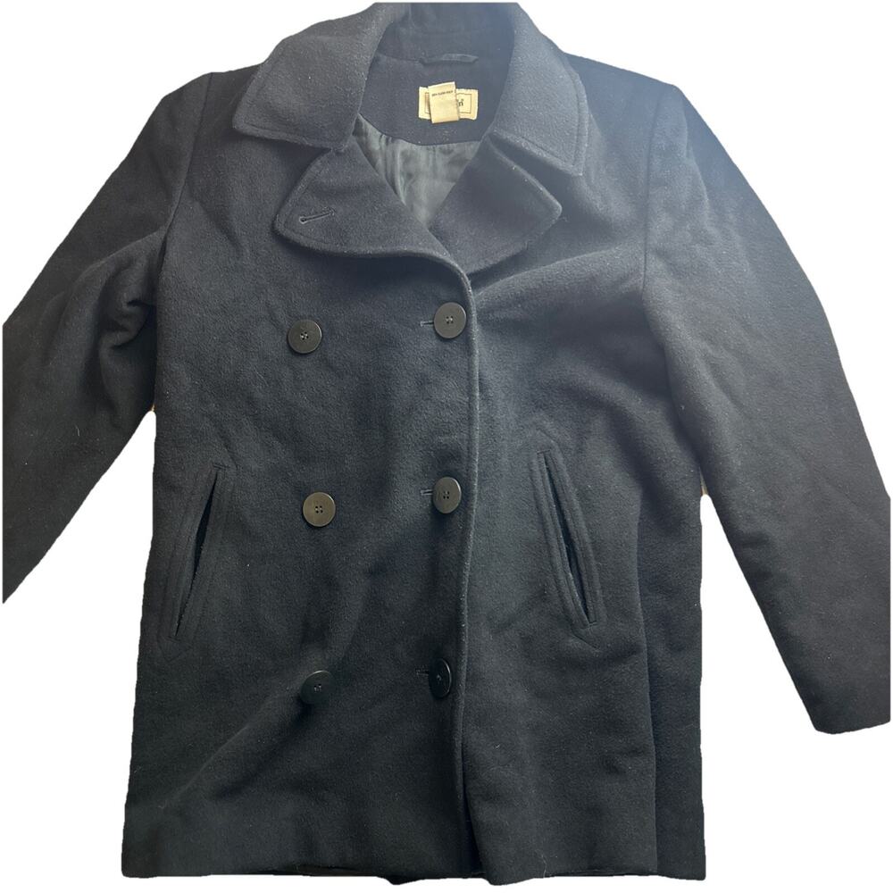 Vintage L.L. Bean Peacoat Womens Petite 4 Black Double Breasted Lined